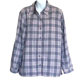 L.L Bean Butter Fleece Lined Plaid Women’s Shacket Shirt Sz M